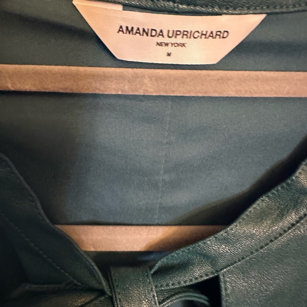 Amanda Uprichard Louie Forest Green Faux Leather Mini Swing Dress - Picture 7 of 10